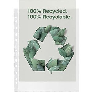 Esselte Recycle A4 Maxi Pockets, Gerecycled PP met Uitgebreide Capaciteit, 100 Micron, Plastic Showtas, Set van 100, 627503