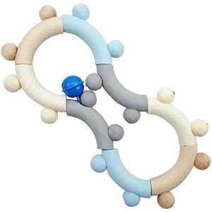 Hess-Spielzeug 11106 - houten speelgoed, motorische rammelaar acht van hout, naturel blauw