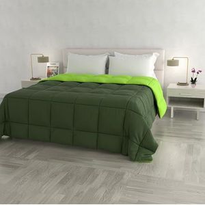 Italian Bed Linen Winterdekbed elegant, appelgroen/donkergroen, dubbele, 100% microvezel, 260x260cm