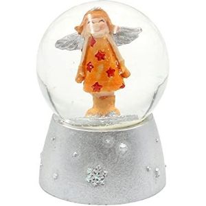 Dekohelden24 Sneeuwbol engel met oranje jurk, afmetingen L/B/H: 5 x 5 x 6 cm bal Ø 4,5 cm.