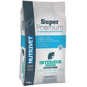 NUTRIVET - Super Premium - anti-haarballen tegen katten - kroketten zonder tarwe - kat - rijk aan dierlijke eiwitten - 8 kg