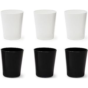 Excelsa Portofino Set van 6 glazen, wit/zwart, 30 cl, mondgeblazen glas