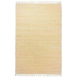 Theko Dhurry Tapijt van 100% katoen, plat weefsel, tapijt, Happy Cotton, handgeweven, kleur: natuur, 90 x 160 cm