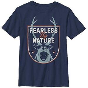 Frozen 2 Fearless Nature Boy's Solid Crew Tee, Navy Blue, X-Small, Navy, XS