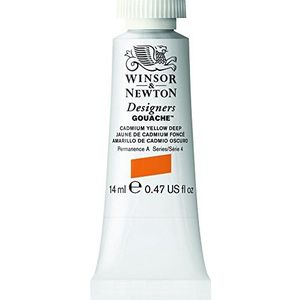 Winsor & Newton 8840478 Designers Gouache, fijnste kunstschilderverf, dekkend, hoogwaardige pigmenten - 14ml Tube, Cadmium Yellow Deep
