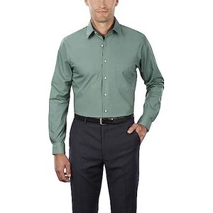Van Heusen Men's Poplin Regular Fit Solid Point Collar Dress Shirt, Ocean Mist, 17"" Neck 32""-33"" Sleeve