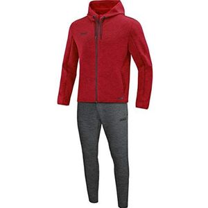 JAKO Dames Premium Basics met capuchon joggingpak, rood gemêleerd, 36