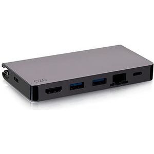 C2G USB C 5-in-1 Compact Dock met HDMI, 2x USB-A, Ethernet, en USB-C Laden, vermogen Delivery tot 100W. 4K resolutie @ 30Hz...