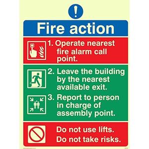 Viking Signs MF327-A5P-PV Pictorial Fire Action Sign, Sticker, Foto luminescent, 200 mm H x 150 mm W