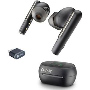 Poly Voyager Free 60+ UC hoofdtelefoon (Plantronics), ruisonderdrukking voor scherpe oproepen, ANC, oplaadhoes met touch-bediening, compatibel met iPhone, Android, PC/Mac, zoom en teams