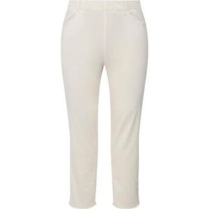 Ulla Popken Sienna, 818073, damesbroek, grote maten, grote maten, plus size, 7/8, zoom met franjes, smalle pijpen, gebroken wit, 58 NL