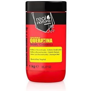 Real Natura - Keratinemasker zonder zout – intensieve reparatie – gladmaken en glans – zacht en gemakkelijk te stylen haar – groot formaat 1000 g
