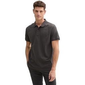 TOM TAILOR Basic Piqué poloshirt voor heren met logo-print, 10899 - Tarmac Grey, M