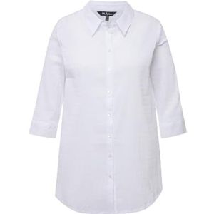Ulla Popken - Blouse - Wit - Klassieke Blouse - Driekwart Mouw