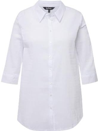 Ulla Popken - Blouse - Wit - Klassieke Blouse - Driekwart Mouw