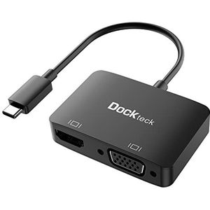 Dockteck USB C naar HDMI 4K 60Hz VGA Adapter Monitor Connector naar VGA HDMI, 2 in 1 Splitteradapter met 4K 60Hz HDMI en 1080P VGA, voor MacBook Pro/Air M1, iPad Pro/Air/Mini 6, Dell Xps 13/15
