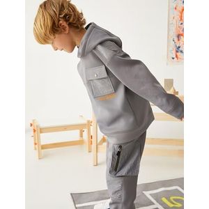 Koton Boys's Hooded Flap Pocket Detail Sweatshirt met lange mouwen, grijs (042), 11-12 jaar