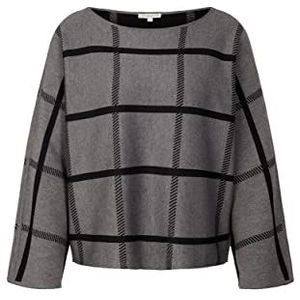 TOM TAILOR Dames Oversized trui met ruitpatroon 1034053, 30942 - Grey Knit Check Design, M