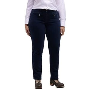 Ulla Popken Womenswear Plus Size Curvy Mony Stretch Corduroy Zip Pocket Broek 809121, marineblauw, 56 Tall