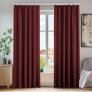 Deconovo Thermo-isolerende verduisteringsgordijnen, modern design met oogjes, gordijnen voor meisjeskamer, 140 x 175 cm (breedte x hoogte), niet rood, 2 stuks