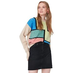 Trendyol Ronde hals Colorblock Regular Pullover Jumpsuit Grijs, L Dames, Grijs, L