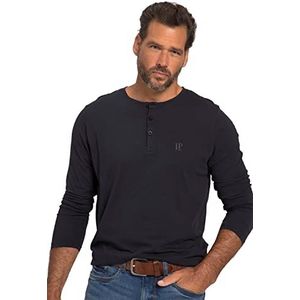 JP 1880 Heren grote maten grote maten Menswear L-8XL Henley, Basic, shirt, lange mouwen, knoopsluiting, tot 8XL 702555, donkermarine, 6XL