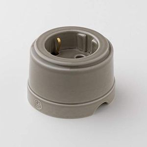 Klartext - Unel Belle ÉPOQUE stopcontact in vintage stijl voor installatie met textielkabel, gemaakt van hoogwaardig porselein, taupe glanzend