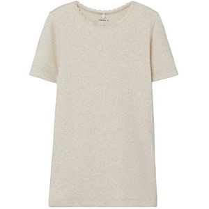 NAME IT Nkfkab Ss Slim Top Noos T-shirt voor meisjes, Peyote Melange, 116 cm