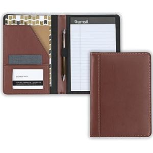 Samsill Contrast Stitch Lederen Portfolio, Junior Size, 5 ""x 8"" Schrijfblok, Bruin/Tan