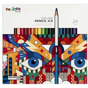 Carioca Plus kleurpotloden 4.0 van hout met dikke en zachte vulling met hoge pigmentatie I 24 stuks