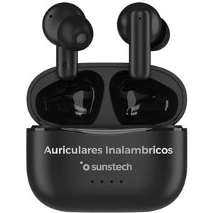 Sunstech Wavepods One TWS Draadloze hoofdtelefoon met oplaadbox, ergonomisch design en handsfree-microfoon, zwart