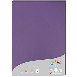 Clairefontaine 24216C – 25 vellen – A4-formaat (21 x 29,7 cm) – 210 g/m² – kleur violet – uitnodigingspapier voor evenementen en matchans – serie pollen – premium papier glad