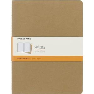 Moleskine Cahier Journal (set van 3), extra groot, gelinieerd, kraftbruin, zachte kaft (7,5 x 10)