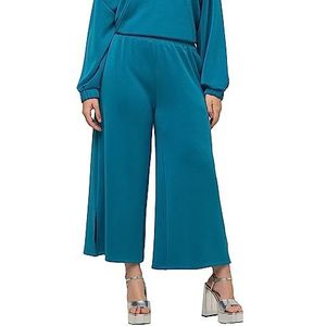Ulla Popken Dames sweatbroek, brede pijpen, elastische tailleband, Modalmix broek, Krachtige petrol, 42/44