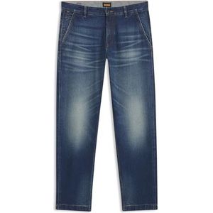 Tapered-fit jeans van comfortabel stretchdenim met ingedragen effecten