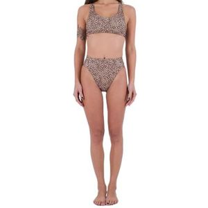 Hurley Bikinibroek met hoge taille voor dames - MAX Leopard Matige Tab Side