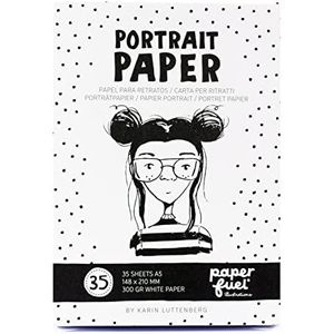 Vaessen Creative Paperfuel papier voor portretten, A5, wit, tekenpapier voor het schilderen en schilderen van rasters, gezichten en schetsen, eenheidsmaat