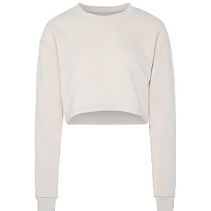 Sanika Trui met lange mouwen voor dames van 100% polyester met ronde hals DONKLE crème maat XL, Donkere crème, XL