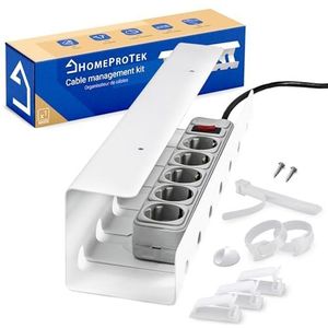 HOMEPROTEK Kabelgoot voor Bureau x1 Wit Onder Bureau Kabel Management Tray, Eenvoudige Montage Stevige Stalen Kabel Organizer, 43x10x10cm Opgeruimd Thuiskantoor Kabelbeheer Lade
