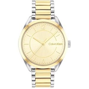 Calvin Klein Analoge quartz horloge voor dames met tweekleurige roestvrijstalen armband - 25200192, Goud, armband