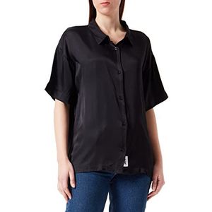 HUGO Dames SATINEVE_SL Pyjama_T_Shirt, Black1, L, zwart 1, L