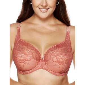 Gorteks Lingerie Bisou-B3 half gevoerde beha met borduurwerk, comfortabele beha voor dames met beugel, grote maten damesondergoed, beha voor grote en kleine borsten - 90B, koper, koper (copper), 90B