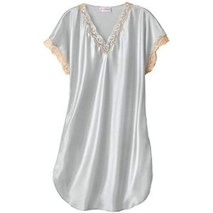 Shadowline Women's Size Charming Satin Chameuse Sleepshirt, Silver, 1X Plus