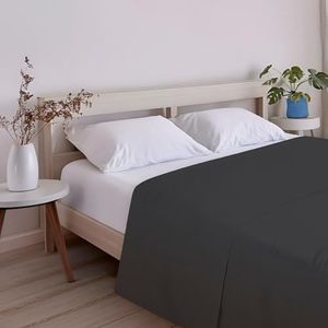 ECOMMERC3 Extra zacht en comfortabel laken voor bedden van 180 cm, zwart, gemaakt in Spanje, ademend, onderhoudsvriendelijk