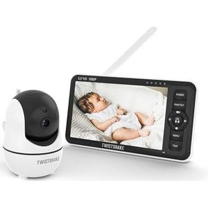 Twistshake Babyfoon met Camera en Audio - 5,5 inch 1080p Full HD-Scherm | Tweerichtingsaudiocommunicatie - Bewaking van de Omgevingstemperatuur - VOX - Nachtzicht