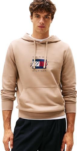 Tommy Hilfiger - 1985 Flag Graphic Hoodie - Beige - Heren - Katoen