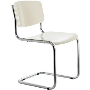 DRW Set van 4 stoelen van ABS en metaal, verchroomd en wit, 43 x 57 x 81 cm