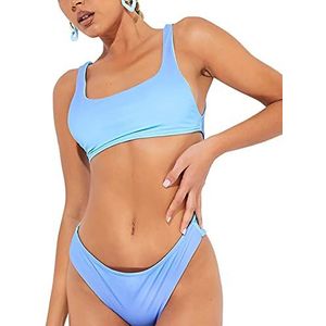 Womens Love Island Ombre Scoop Neck Bikini Badpak Set officieel gelicentieerd Tv Show, Blauw, 44