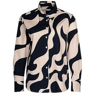 Seidensticker Damesblouse, modieuze blouse, regular fit, hemdblousekraag, lange mouwen, 100% katoen, beige, 38