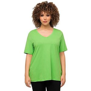 Ulla Popken, Dames grote maten T-shirt met V-hals, groen (gras), 46/48 NL